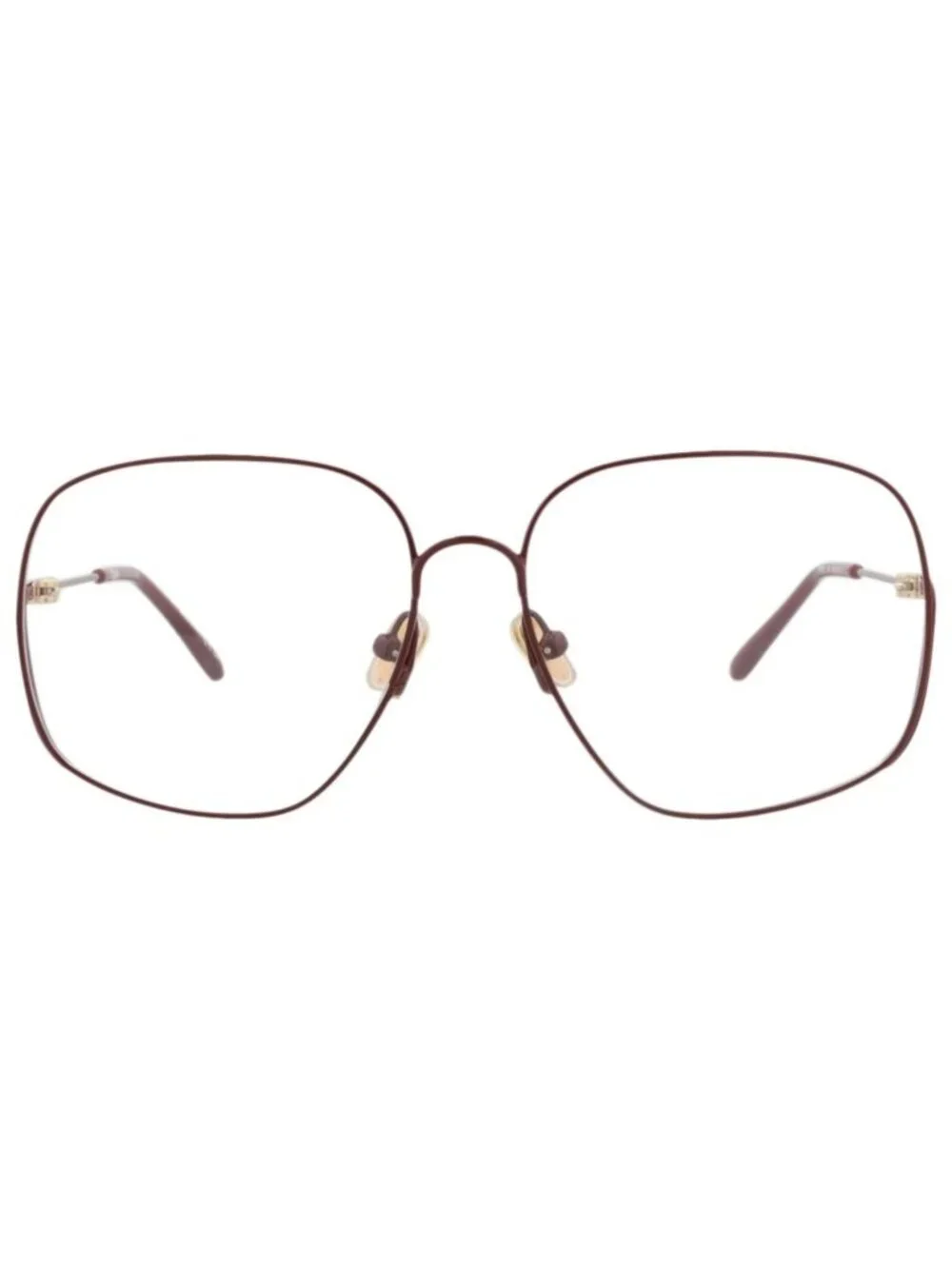 New Chloé Women's Eyeglasses Square Rectangle Metal Frame Burgundy Burgundy Eye